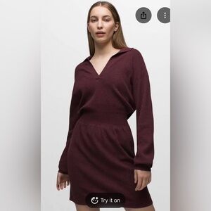 Prana Deep Burgundy Long Sleeve Dress - size S